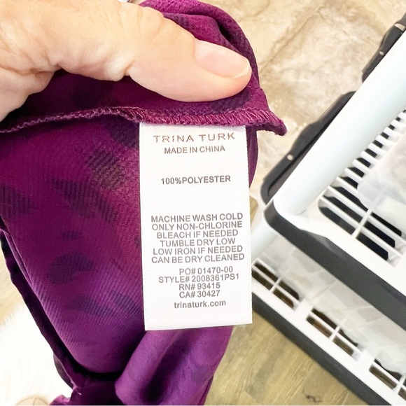 TRINA TURK PURPLE BLACK ANIMAL PATTERN ONE SHOULDER DRESS WOMENS SMALL - Picture 7 of 9